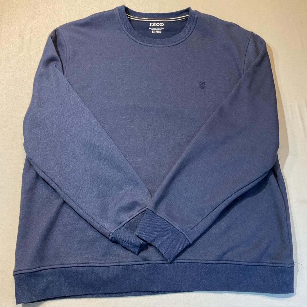 IZOD Crew Neck Heathered Navy Blue Pullover Sweater, Size XXL Navy Comfy Soft